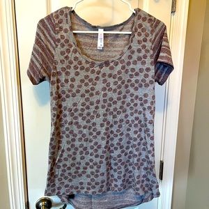 Lularoe Classic T - Polka Dot & Stripe - Size XS - Gray